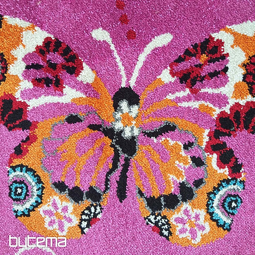Children's carpet MONDO 114 butterflies - pink