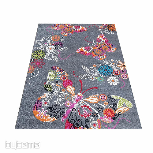 Children's carpet MONDO 114 butterflies - gray