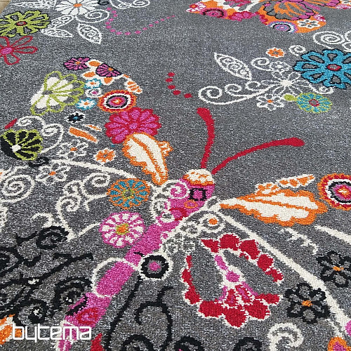 Children's carpet MONDO 114 butterflies - gray