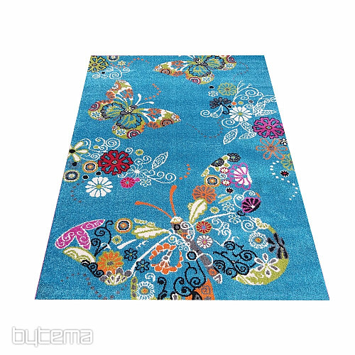 Children's carpet MONDO 114 butterflies - turquoise