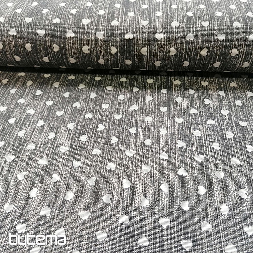 Decorative fabric Naira hearts dark gray