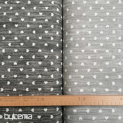 Decorative fabric Naira hearts gray