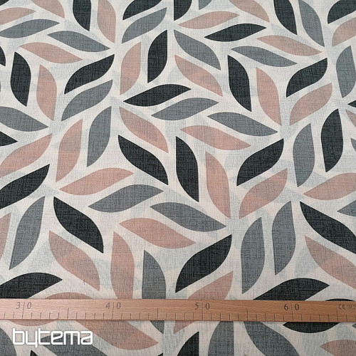 Decorative fabric Coord leaves gray
