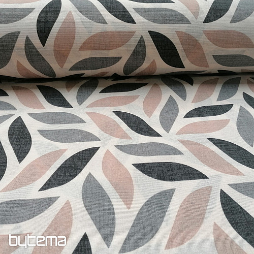 Decorative fabric Coord leaves gray