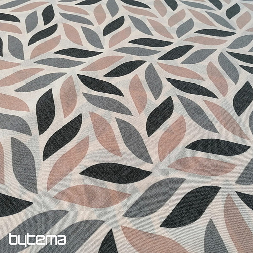 Decorative fabric Coord leaves gray