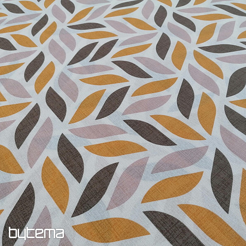 Decorative fabric Coord leaves yellow