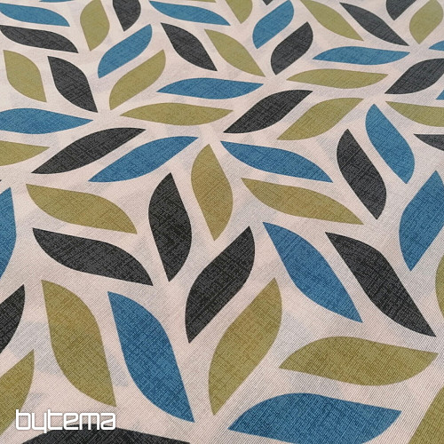 Decorative fabric Coord leaves green-blue