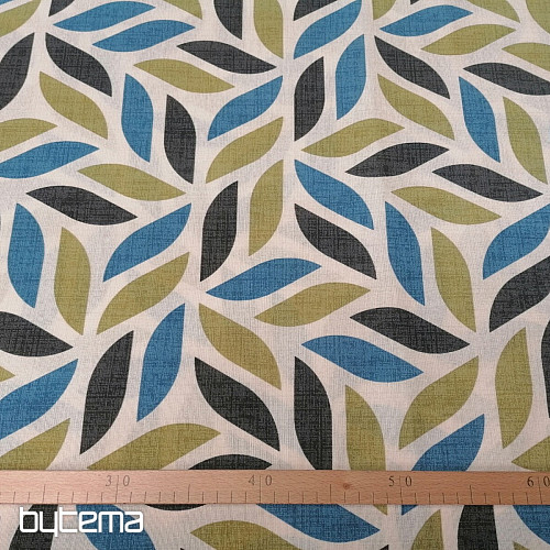 Decorative fabric Coord leaves green-blue