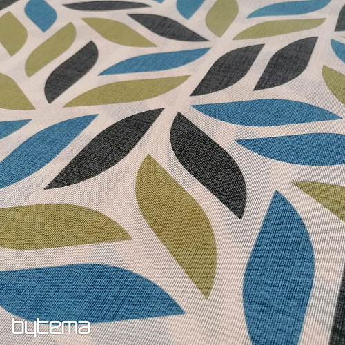 Decorative fabric Coord leaves green-blue