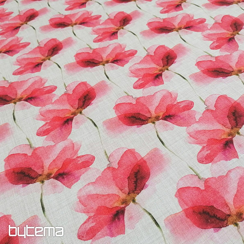 Decorative fabric Red flowers