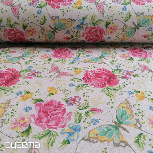 Decorative fabric Flowers and butterflies