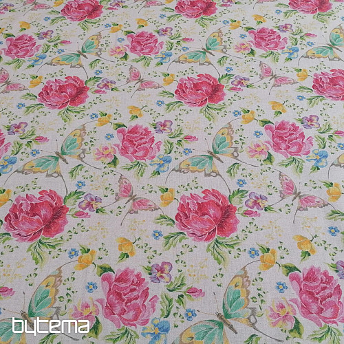 Decorative fabric Flowers and butterflies