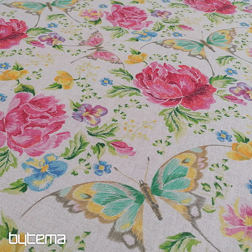 Decorative fabric Flowers and butterflies