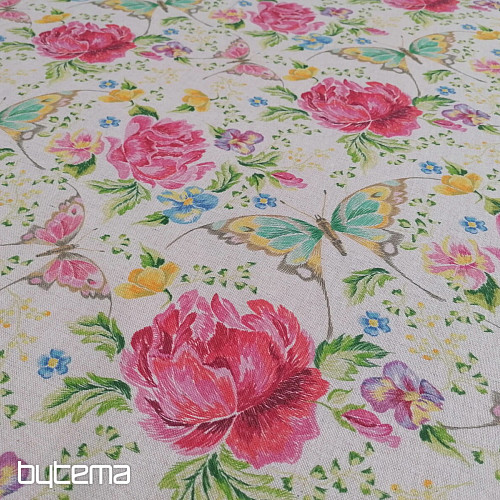 Decorative fabric Flowers and butterflies
