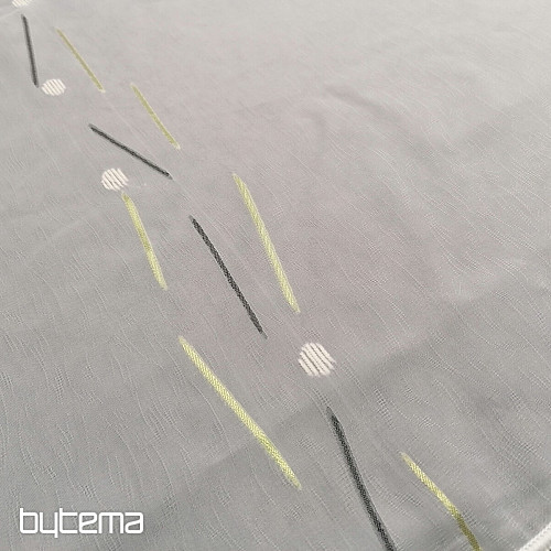 White voile curtain with green-black lines
