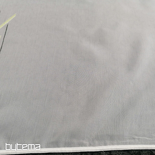 White voile curtain with green-black lines