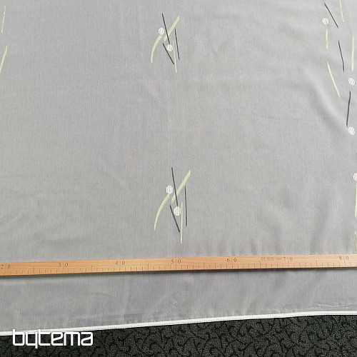 White voile curtain with green-black lines