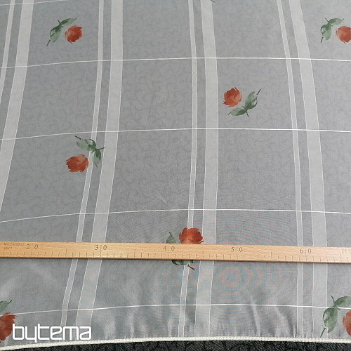 Light cream voile curtain - roses