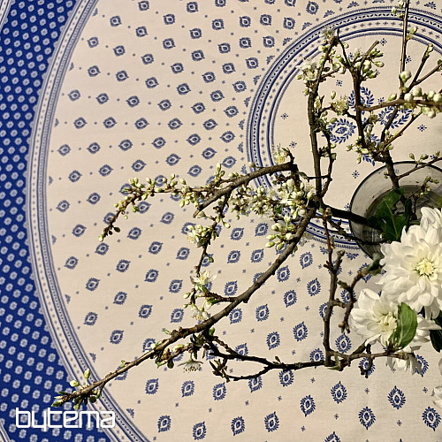 Round tablecloth - blue folklore Ø 175 cm