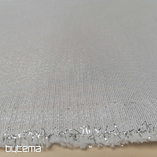 Christmas decoration fabric Santa with lurex white-silver