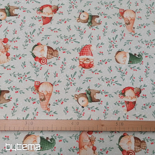 Christmas decorative fabric Elves and deer