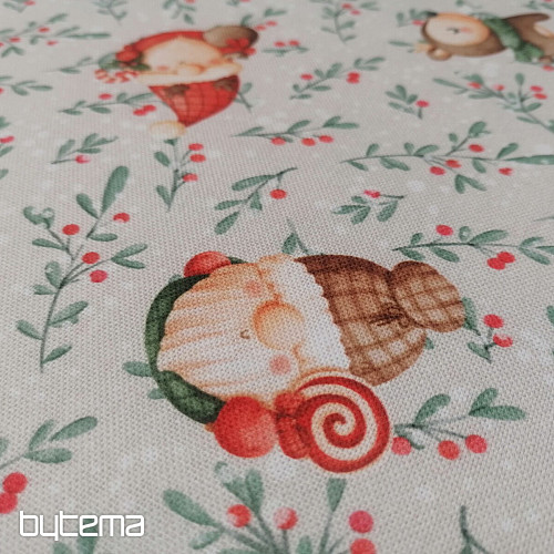 Christmas decorative fabric Elves and deer