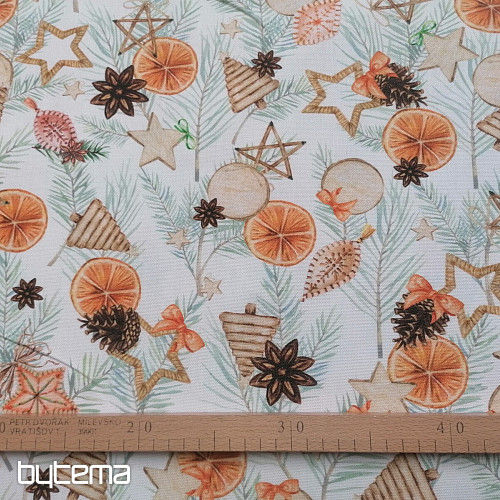 Christmas decorative fabric Dried oranges