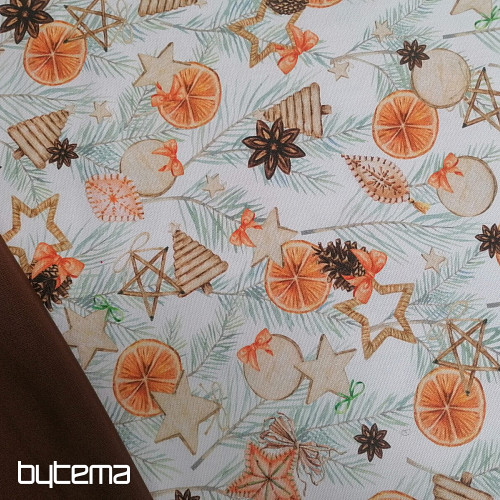 Christmas decorative fabric Dried oranges