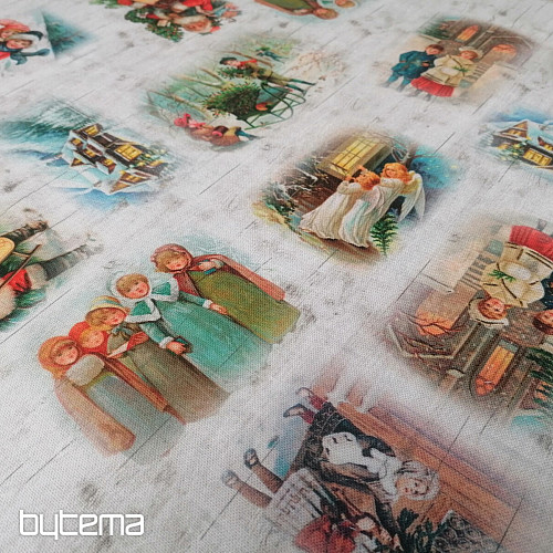 Christmas decoration fabric CHILDREN IN WINTER