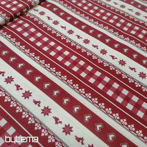Christmas decorative fabric stripes burgundy