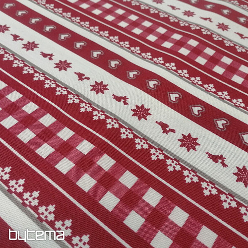 Christmas decorative fabric stripes burgundy