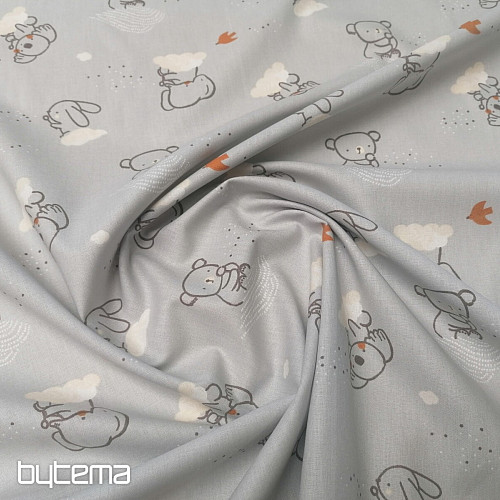 Animal sky gray cotton fabric
