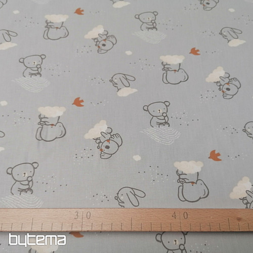 Animal sky gray cotton fabric