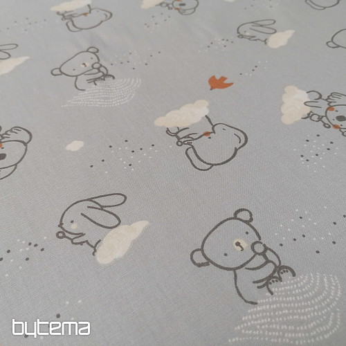 Animal sky gray cotton fabric