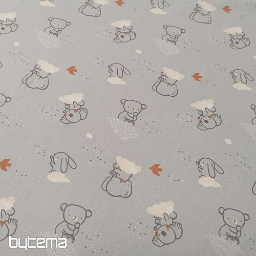 Animal sky gray cotton fabric