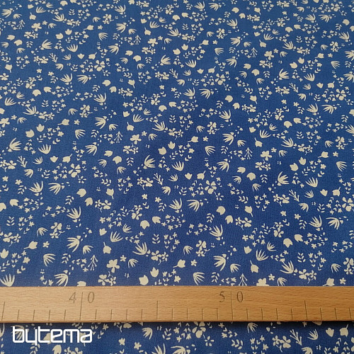 Blue Gramina flowers cotton fabric