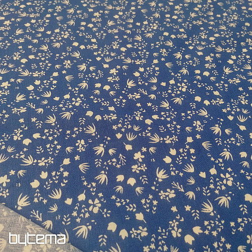 Blue Gramina flowers cotton fabric