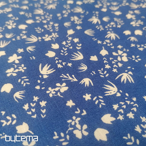 Blue Gramina flowers cotton fabric