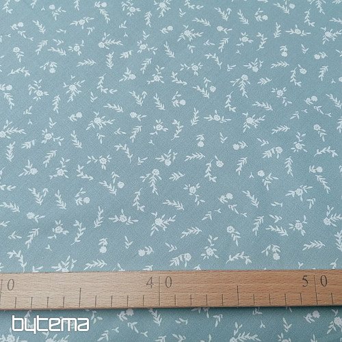 Cotton fabric MINT FLOWERS