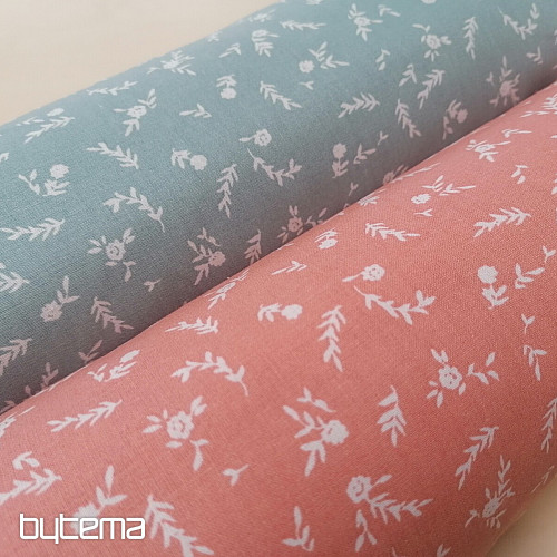 Cotton fabric MINT FLOWERS