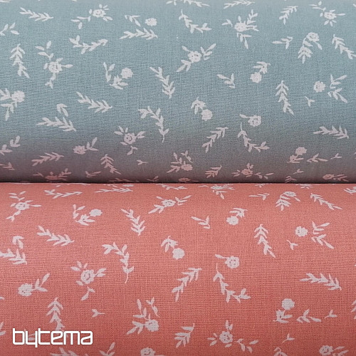 Cotton fabric MINT FLOWERS