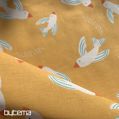 Yellow birds cotton fabric