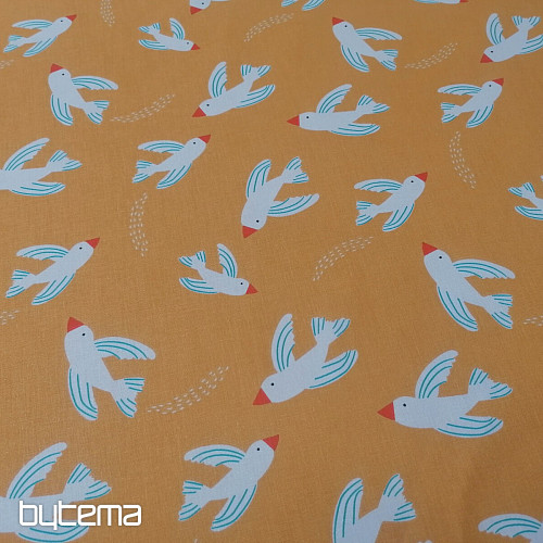 Yellow birds cotton fabric