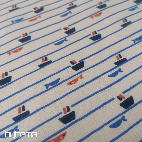 Cotton fabric Tazio boats - lines