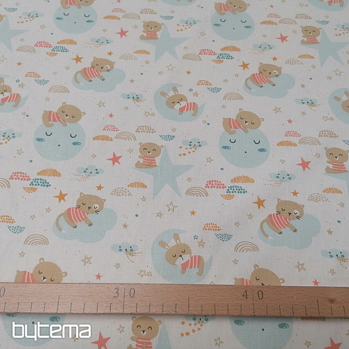 Cotton fabric Sleeping animals