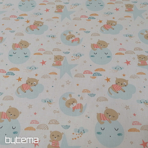 Cotton fabric Sleeping animals