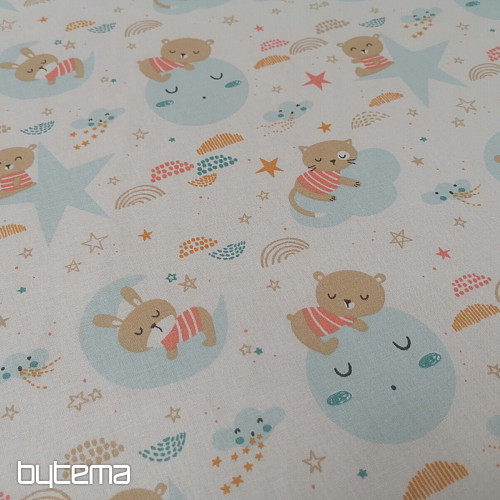 Cotton fabric Sleeping animals