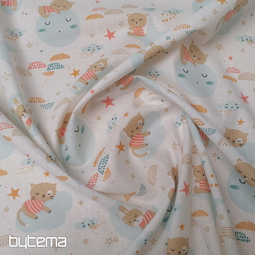 Cotton fabric Sleeping animals