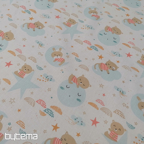 Cotton fabric Sleeping animals