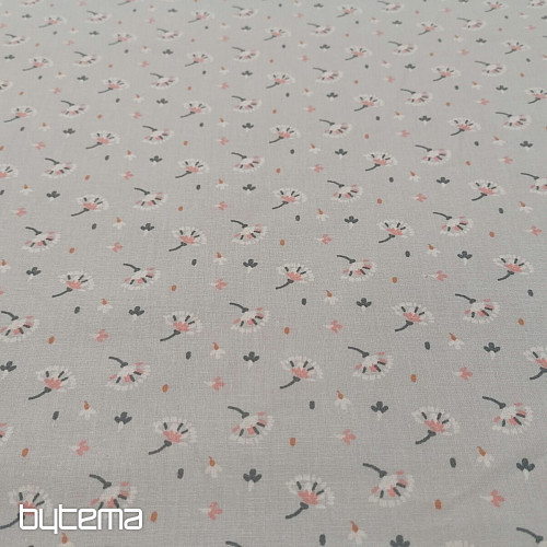 Cotton fabric Gray braid